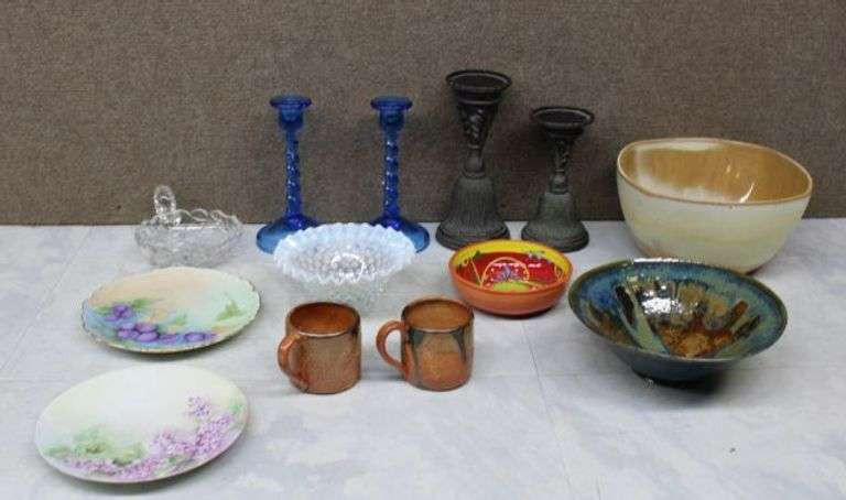 Home Decor and Tableware Including Porcelain Plates, Glassware, and Pottery