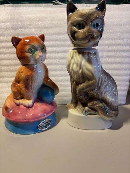 2 cat Jim Beam decanters