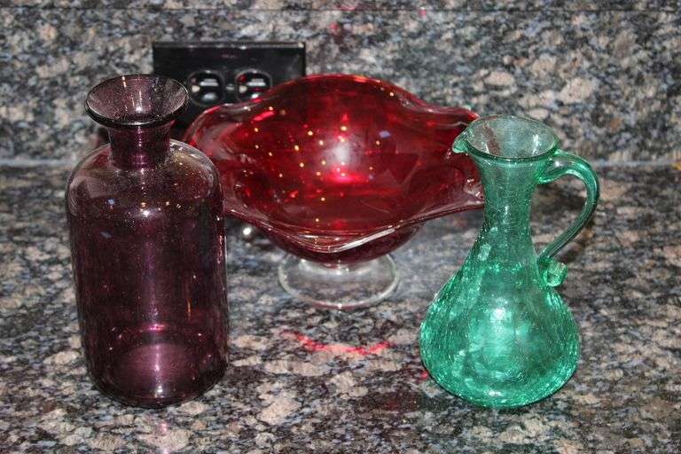 Art Glass Vases and Bowl