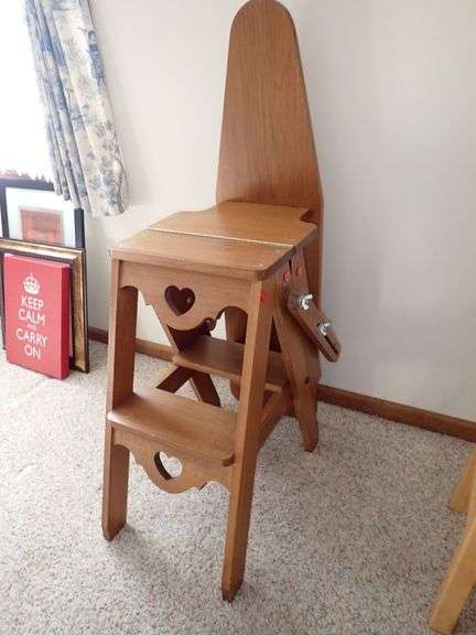 Convertible Wooden Step Stool and Folding Ironing Board