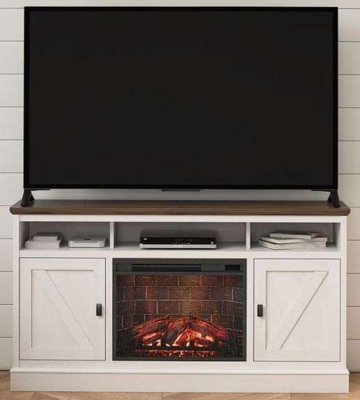 Ameriwood Home Ashton Lane Electric Fireplace TV - Magnolia Oak/Columbia Walnut