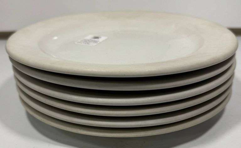 6 Homer Laughlin Restaurant Ware Colony White Ceramic Dinner Plates