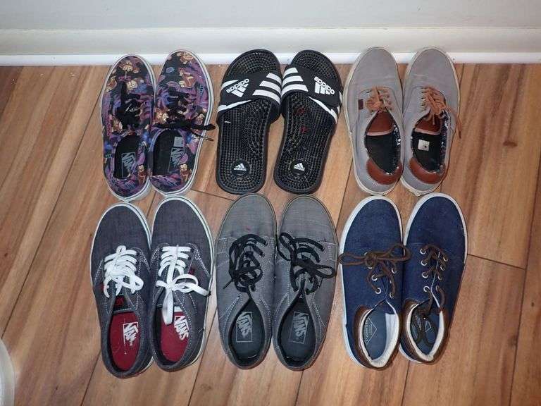 Men’s Vans Shoes and Adidas Slide Sandals Size 9
