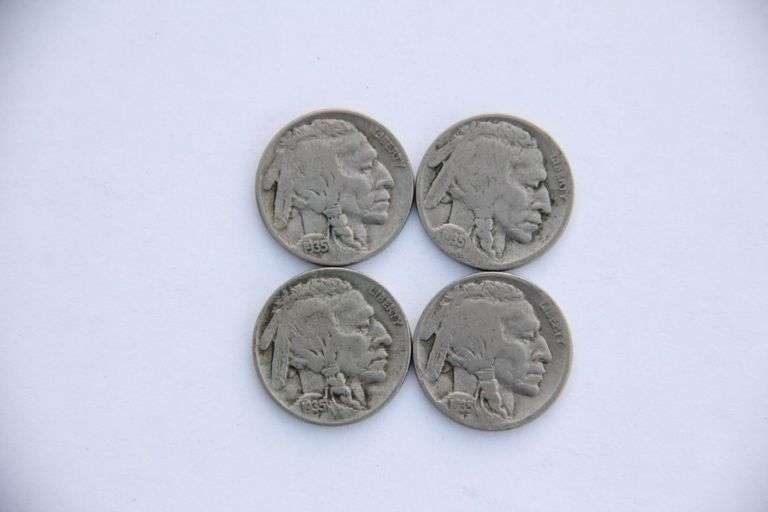Lot of four 1935 Buffalo Nickels