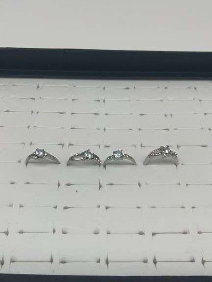 Silver-Toned Rings with Cubic Zirconia Stones, Size 5 1/38