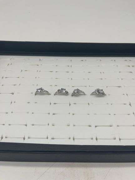 Silver-Toned Rings with Cubic Zirconia Stones, Size 5 1/6