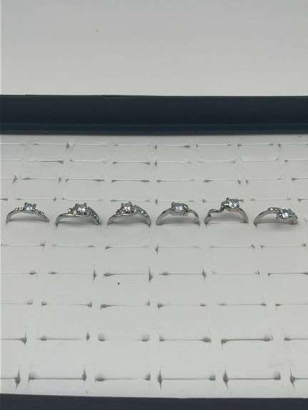 Silver-Toned Rings with Cubic Zirconia Stones, Size 5 1/36