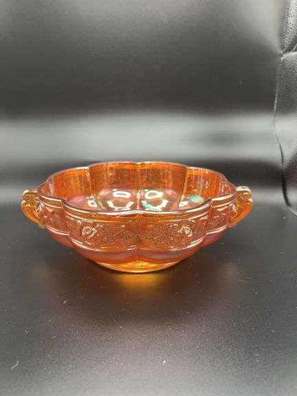 Jeannette Glass Aztec Rose Handled Bowl