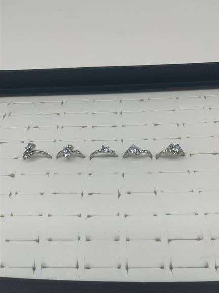 Silver-Toned Rings with Cubic Zirconia Stones, Size 5 1/24