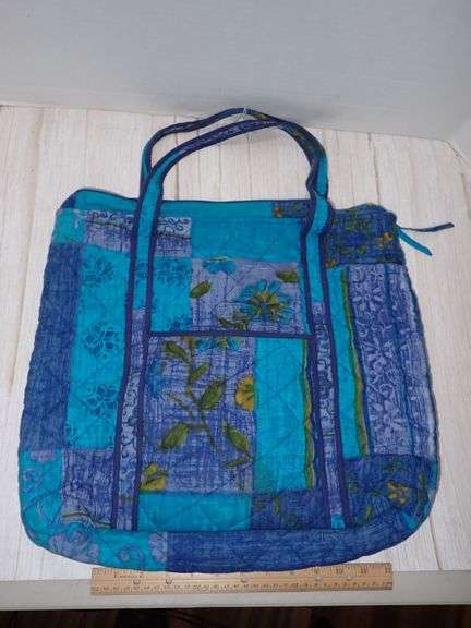 Blue La Cera Quilted Patchwork Tote Bag