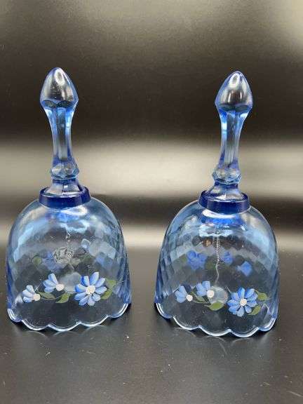 Fenton Blue Hand Painted Bells