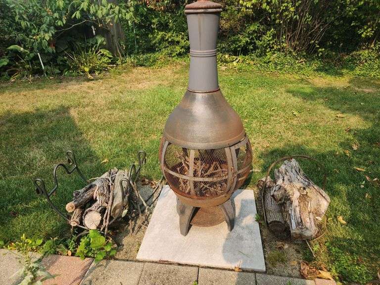 Metal Chiminea & Log Holders