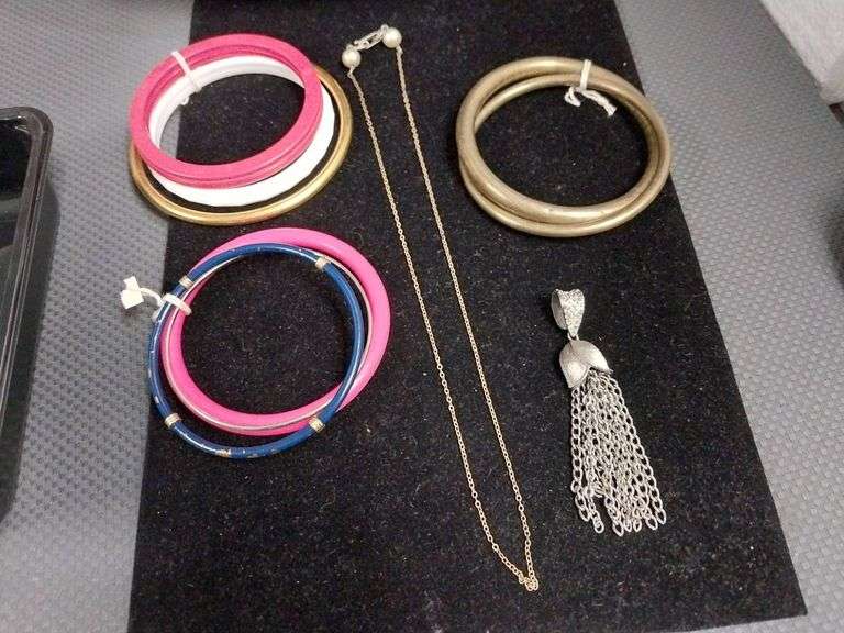 Jewelry Lot with Bangles, Necklace, and Pendant