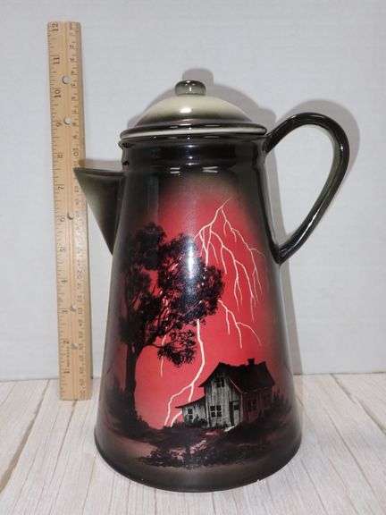 Hooton Ceramic Pitcher with Lightning Scene