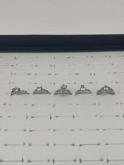 Silver-Toned Rings with Cubic Zirconia Stones, Size 5 1/8