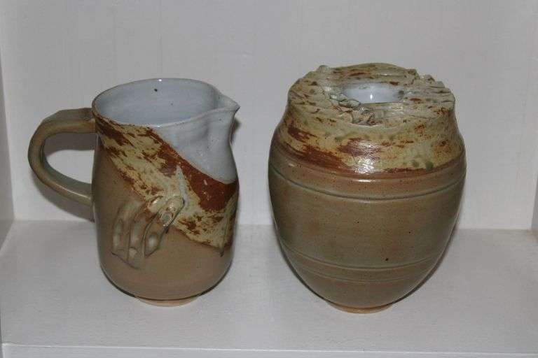 Stoneware Pitcher And Vase