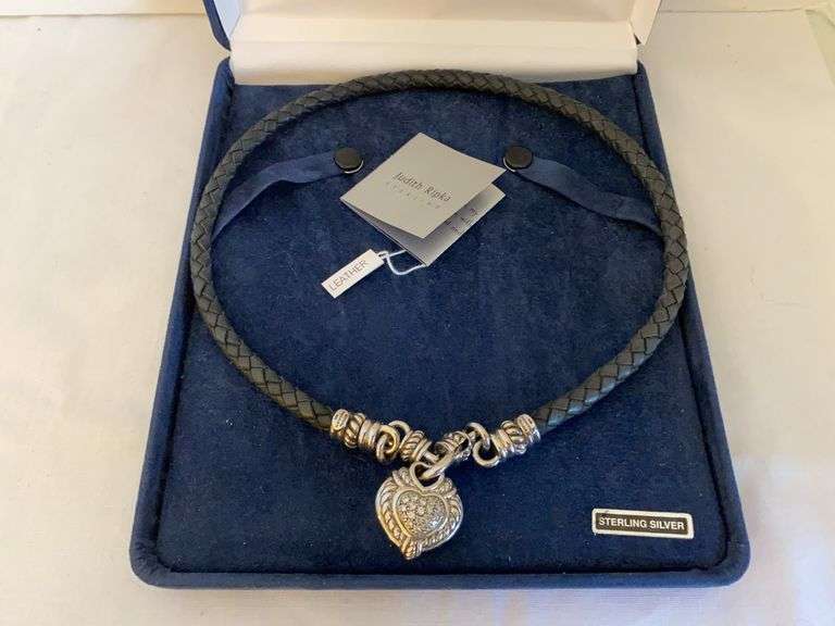 Judith Ripka Leather & Sterling Pendant Necklace