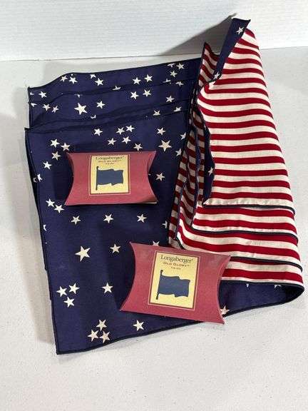 Longaberger American Flag Pattern Fabric Bundle with Accessories