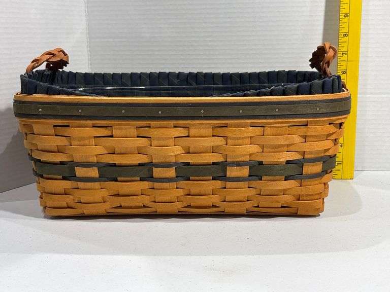Longaberger Handwoven Rectangular Basket with Handles