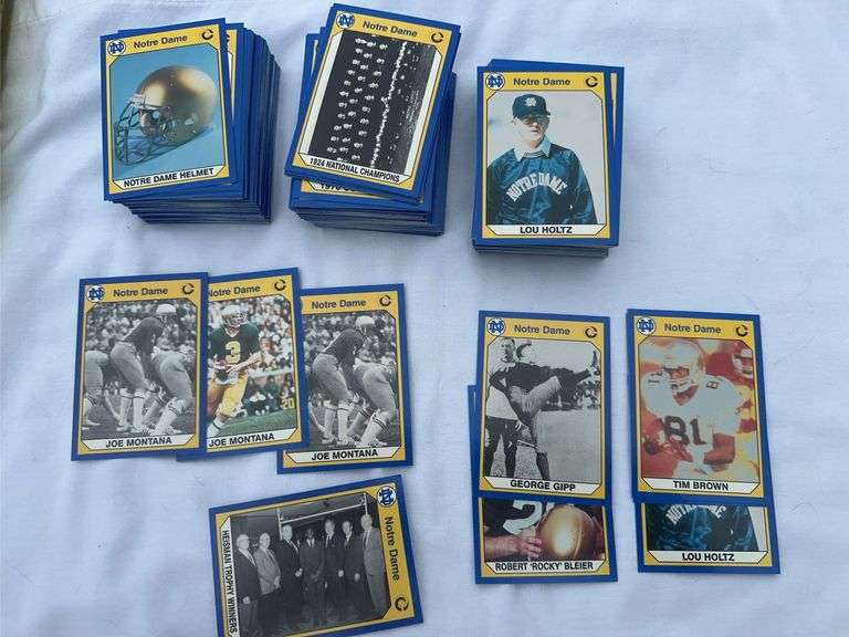 A box of 1990 Notre Dame fighting Irish football cards
