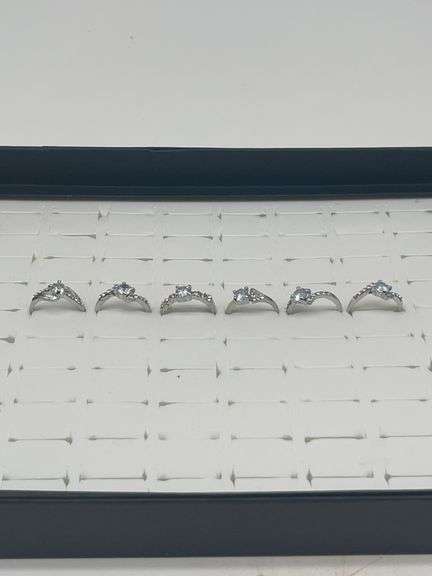 Silver-Toned Rings with Cubic Zirconia Stones, Size 5 1/32