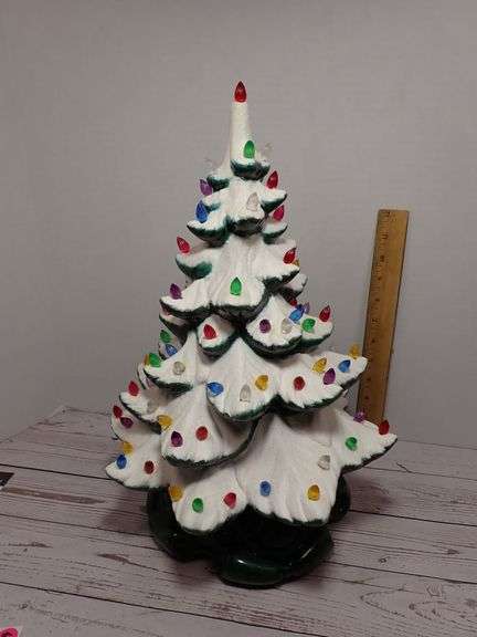 Ceramic Light-Up Christmas Tree with Multicolor Bulbs