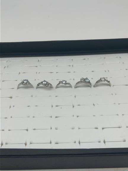 Silver-Toned Rings with Cubic Zirconia Stones, Size 5 1/34