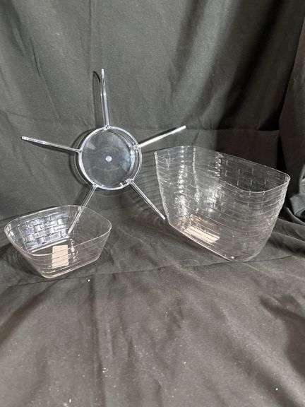 Longaberger Clear Acrylic Serving Tray With Two Bowls