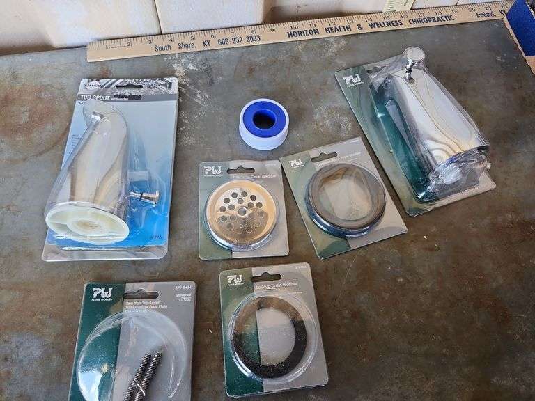 2 Tub Spouts 1 Looks New, Face Plate Washers, Tub Drain Etc.