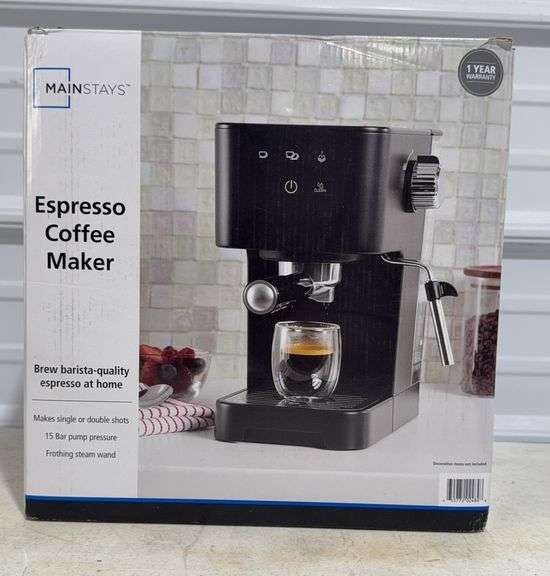 Mainstays Espresso Maker, Matte Black, 950 Watts, 15 Bar