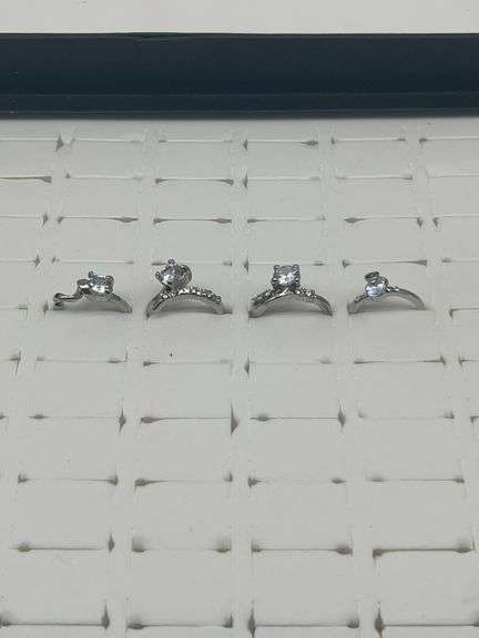 Silver-Toned Rings with Cubic Zirconia Stones, Size 5 1/5