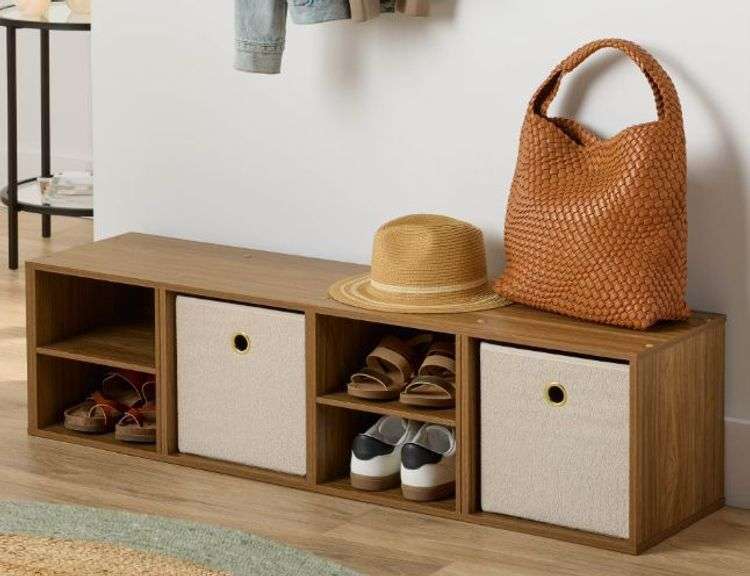 Mainstays 4 Cube Vertical Storage Organizer, Warm Walnut