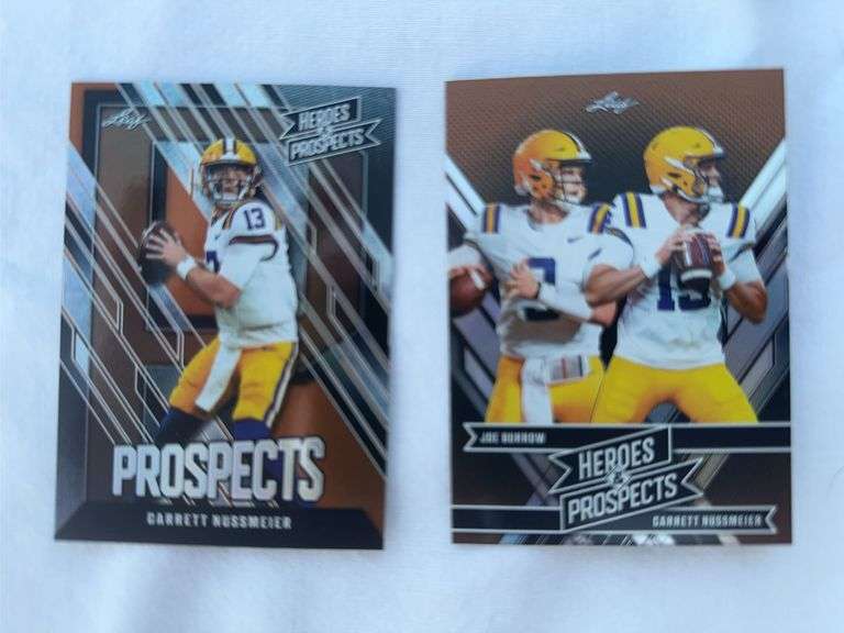 Two Garrett Nussmeier, 2024 leaf prospect cards