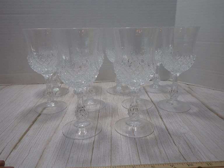10 Cristal D’Arques-Durand ANCENIS Lead Crystal Claret Wine Goblets
