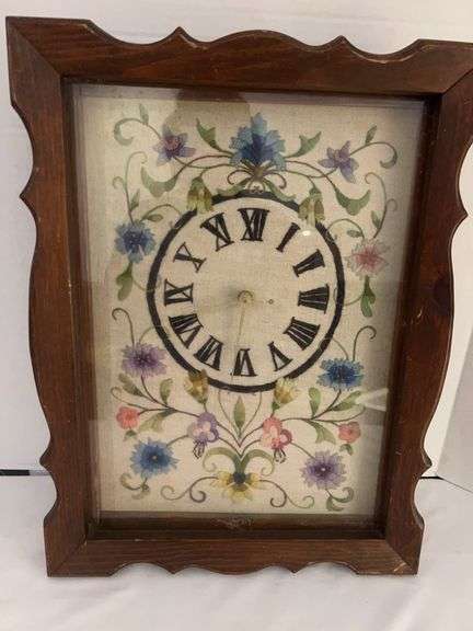 Wall Clock w/Needlepoint Face