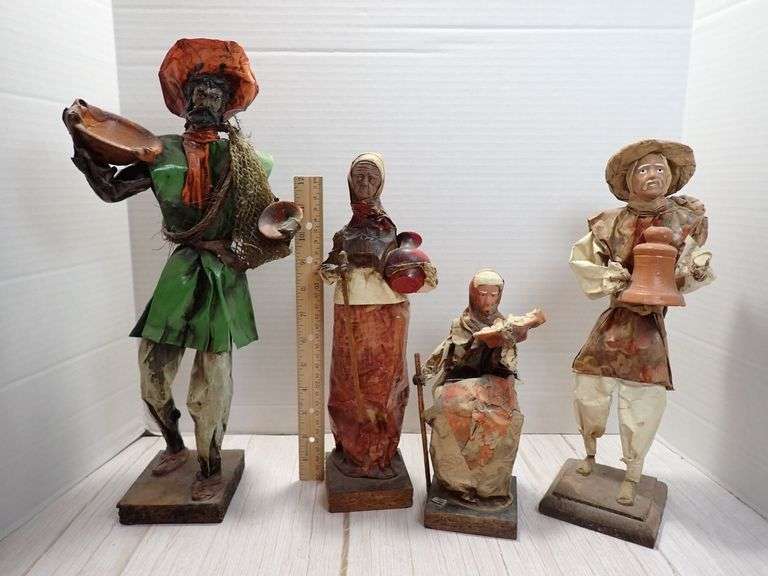 Four Mexican Papier-Mache & Wire Traditional Figurines