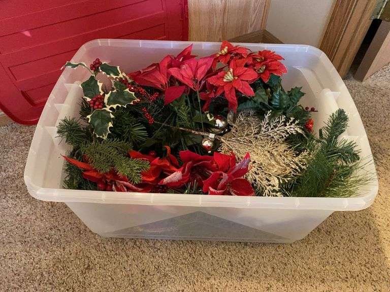 Large Bin of Holiday Floral Supplies