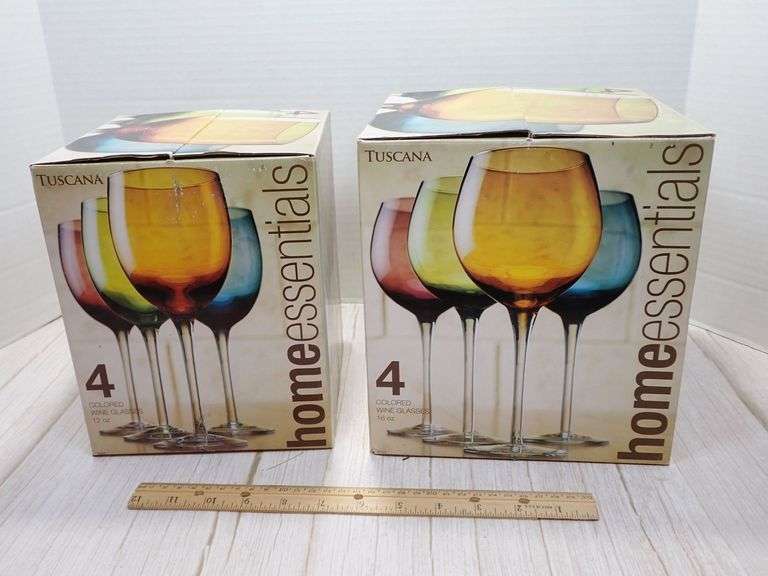 Home Essentials Tuscana Colored Wine Glass Set, 12oz, 2 Boxes