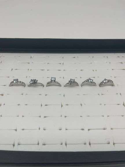 Silver-Toned Rings with Cubic Zirconia Stones, Size 5 1/21