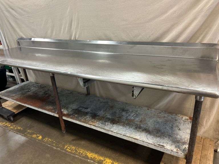 Lee Mark Stainless Steel Work Table with Backsplash and Lower Shelf