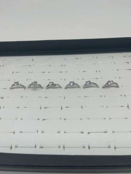 Silver-Toned Rings with Cubic Zirconia Stones, Size 5 1/19