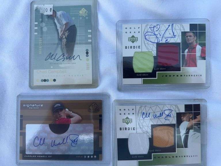 Lot of four autographed upper deck, SP golf cards.
