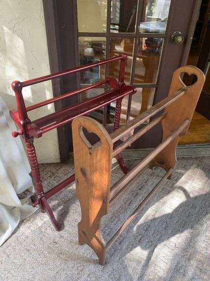 Two Vintage Wooden Quilt Racks, 32-34” Tall - Auction Ohio