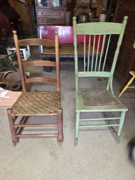 To rocking chairs one with leather seat