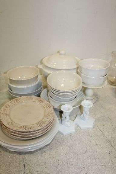 White Dishware & Candlesticks