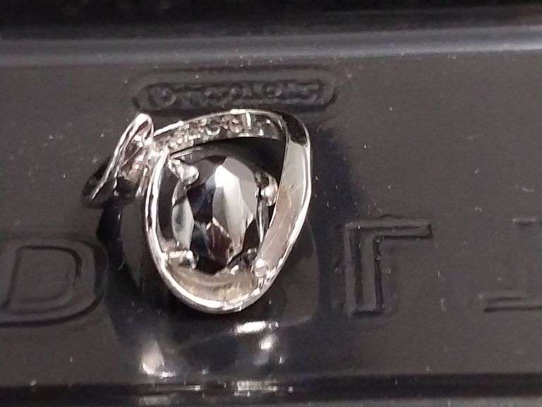 Sterling Silver Pendant with Black Stone and Markings