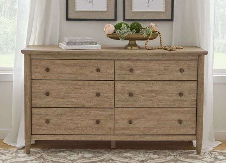 My Texas House Monroe 6-Drawer Dresser, Brushed Oak Finish