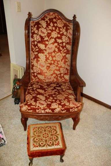 Upholstered Armchair & Footstool