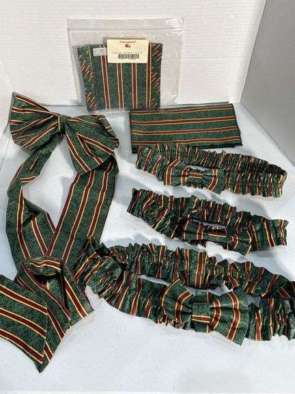 Longaberger Striped Hair Accessories With Bow and Scrunchies