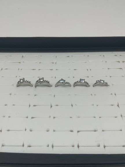 Silver-Toned Rings with Cubic Zirconia Stones, Size 5 1/13